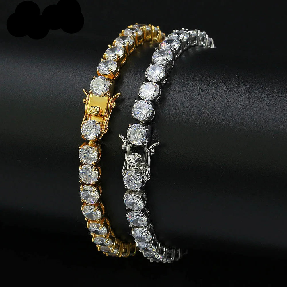 1 Row AAA Cubic Zirconia Paved Iced Out Tennis Bracelet