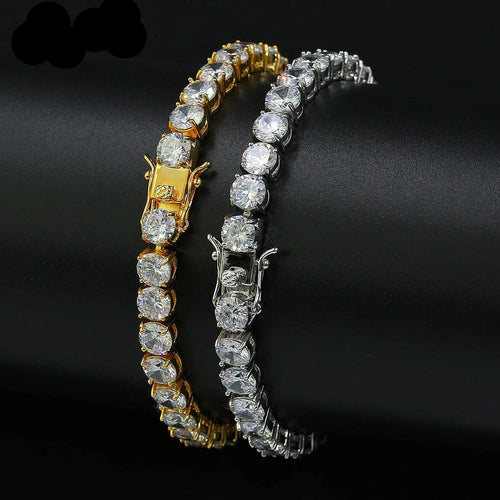 1 Row AAA Cubic Zirconia Paved Iced Out Tennis Bracelet