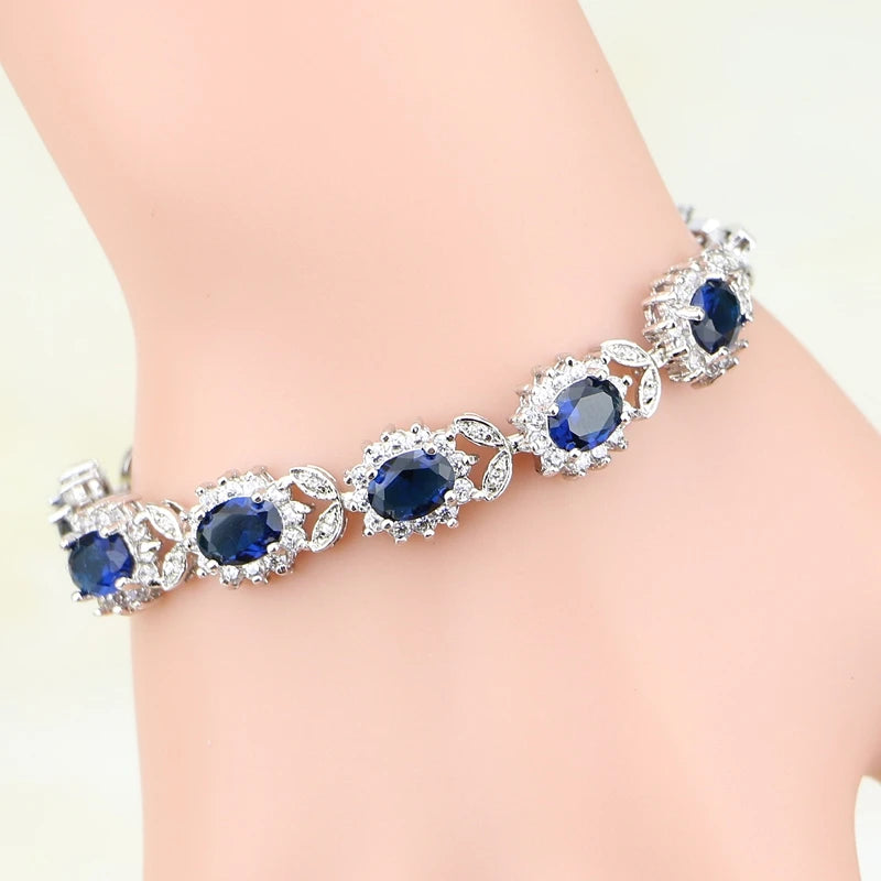 925 Sterling Silver Blue Cubic Zirconia Bracelets