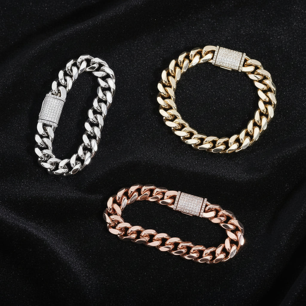 10mm High Quality Cuban Chain Iced Out Cubic Zirconia Bracelet
