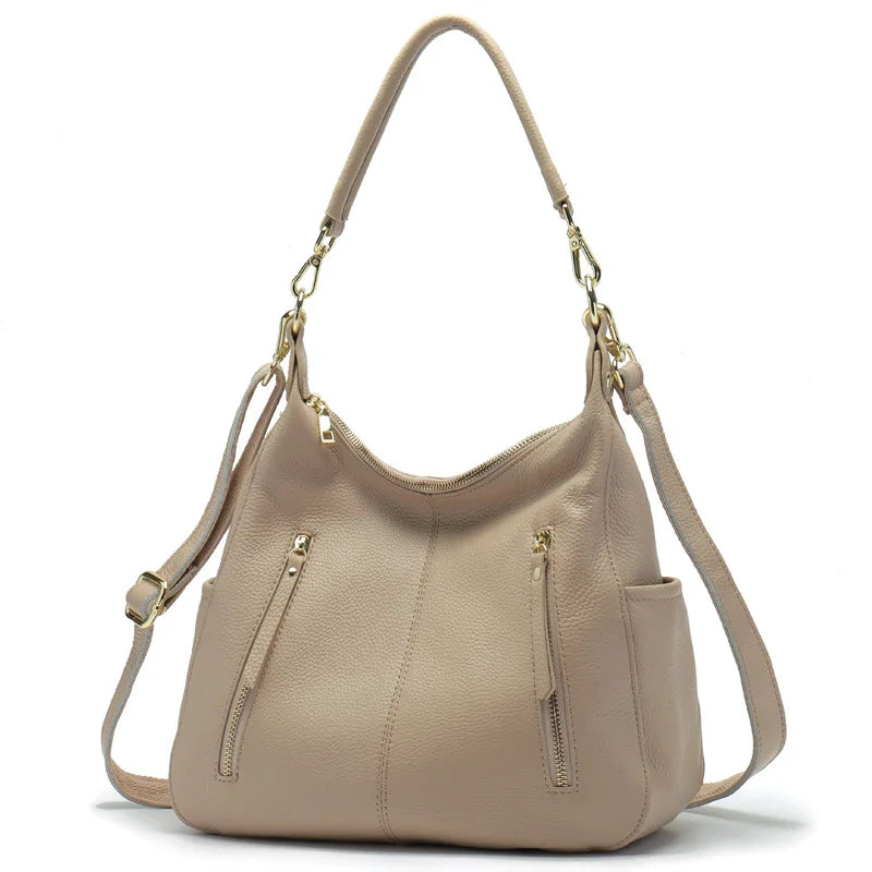 Large Capacity Shoulder Bags Soft Genuine Leather Handbag