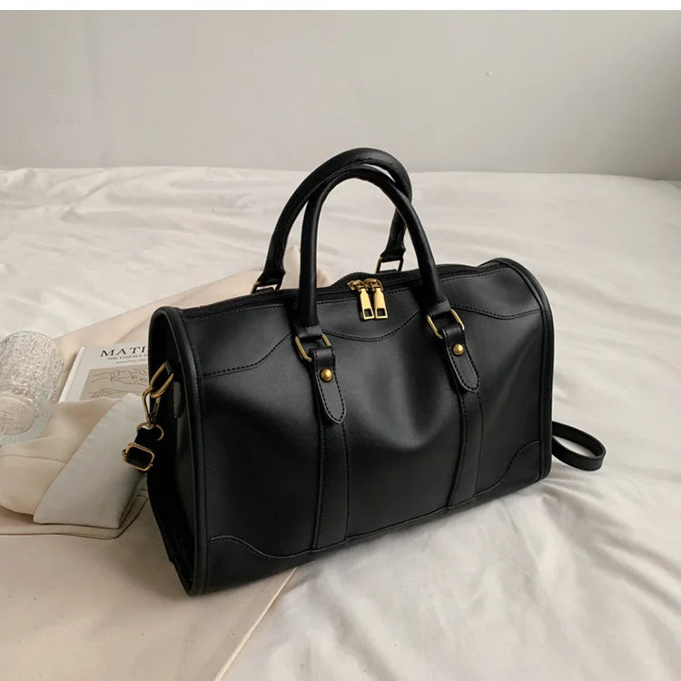 Boston Handbag Big Tote PU Leather Shoulder Crossbody Bag Large Capacity Travel Bag