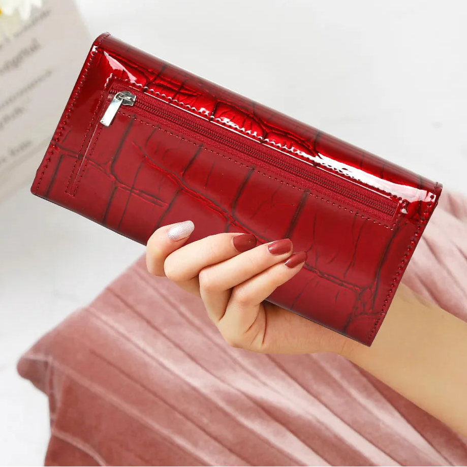 Genuine Leather Women Wallet Magnetic Hasp Female Long Purse Ladies Coin Purses