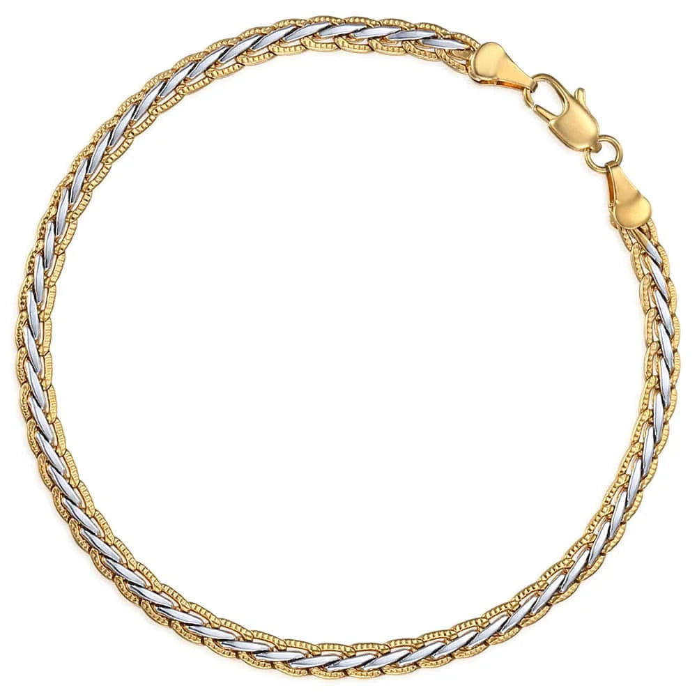 4/6mm Bracelet Wheat Link Gold Color Bracelet Chain Fashion