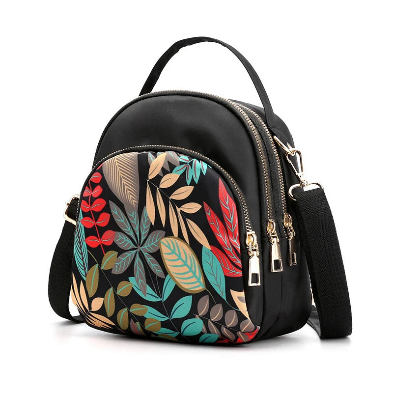 Fashion Printing Backpack Large Capacity Nylon Rucksack Multilayer Crossbody Bag