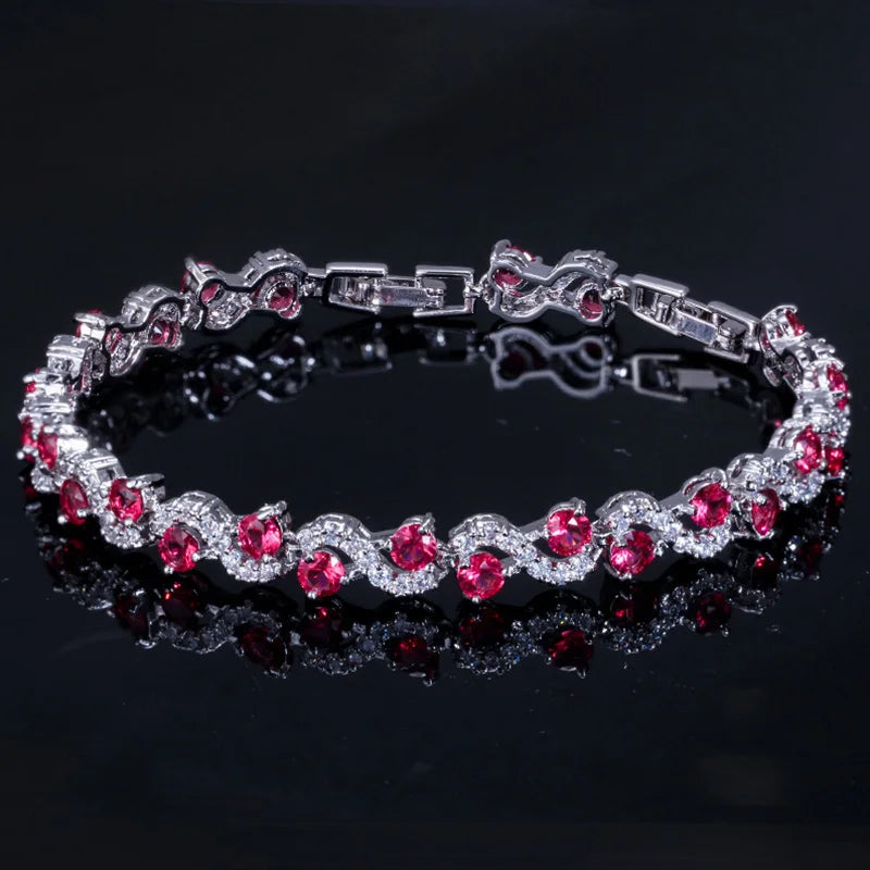 5 Colors Fashion Ladies Silver Plated Cubic Zirconia Royal Blue Tennis Bracelets