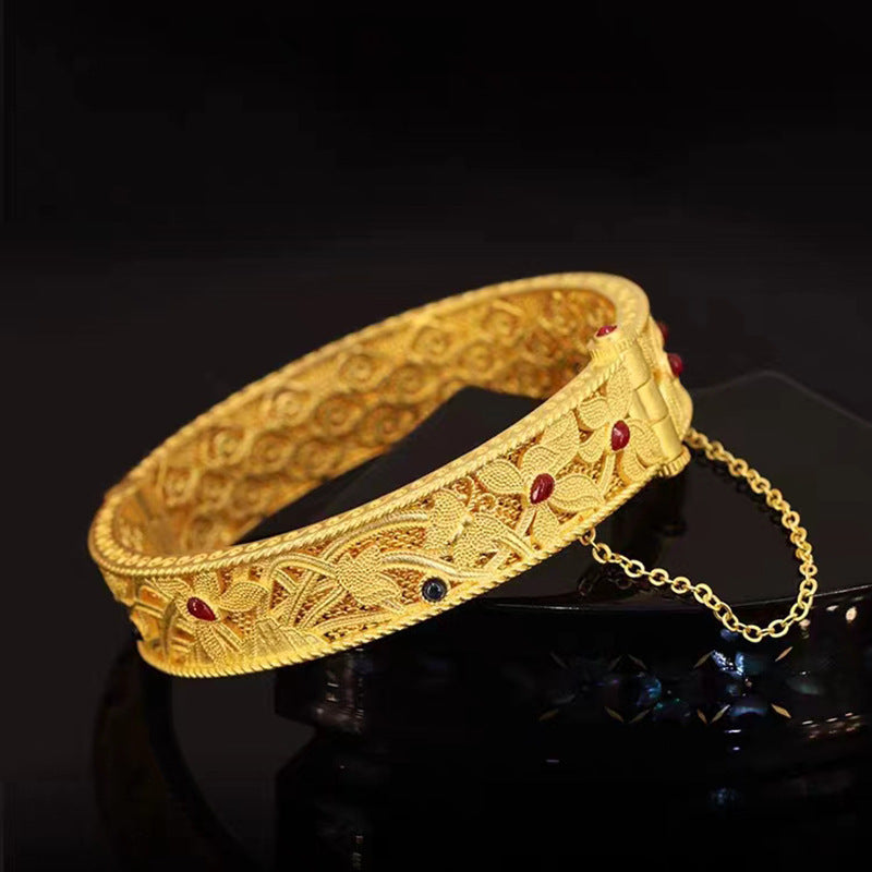 Orchid Design Copper Gold Plated Vintage Style Bracelet