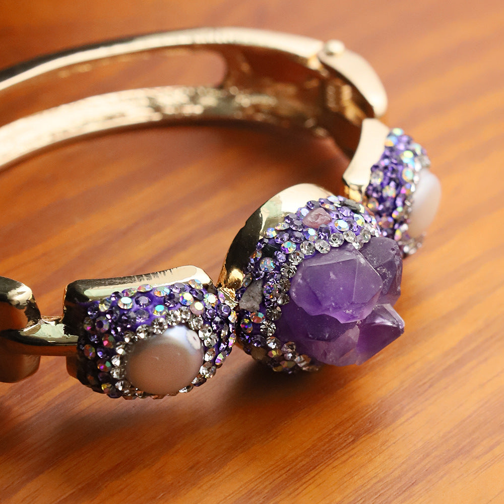 Amethyst Natural Baroque Round Bracelet Jewelry