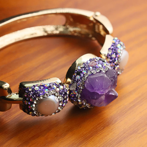 Amethyst Natural Baroque Round Bracelet Jewelry
