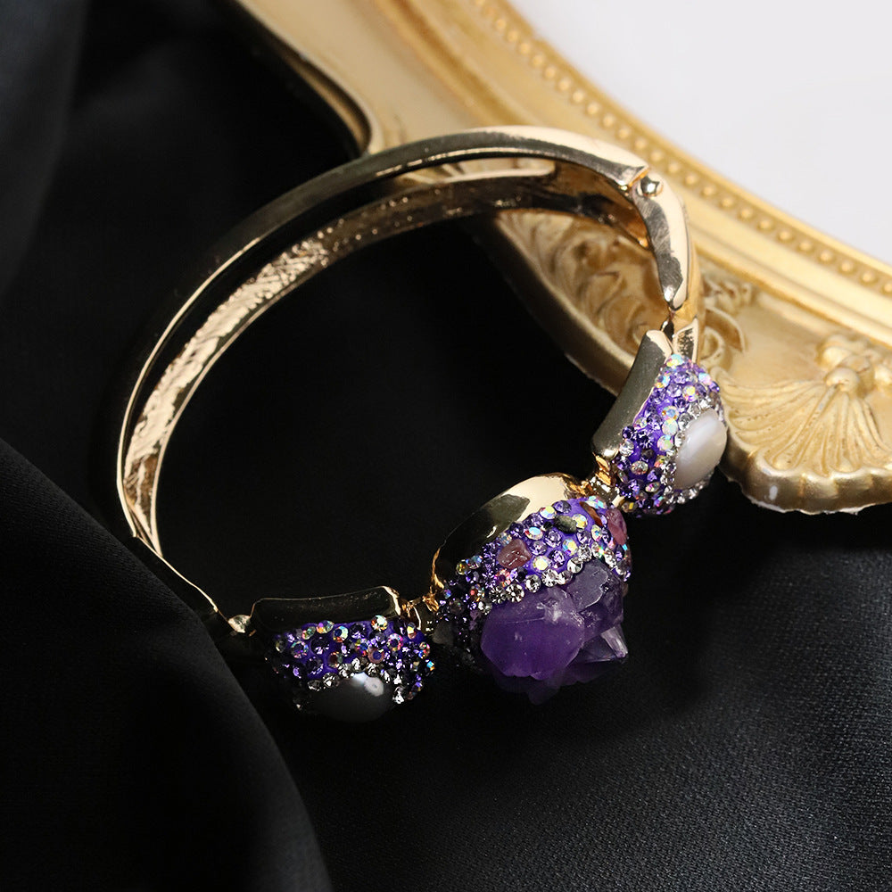Amethyst Natural Baroque Round Bracelet Jewelry