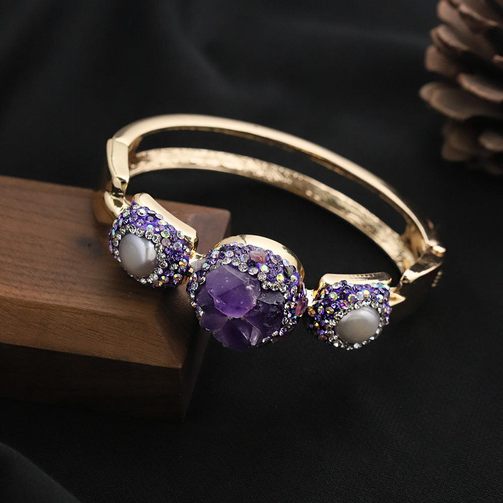 Amethyst Natural Baroque Round Bracelet Jewelry
