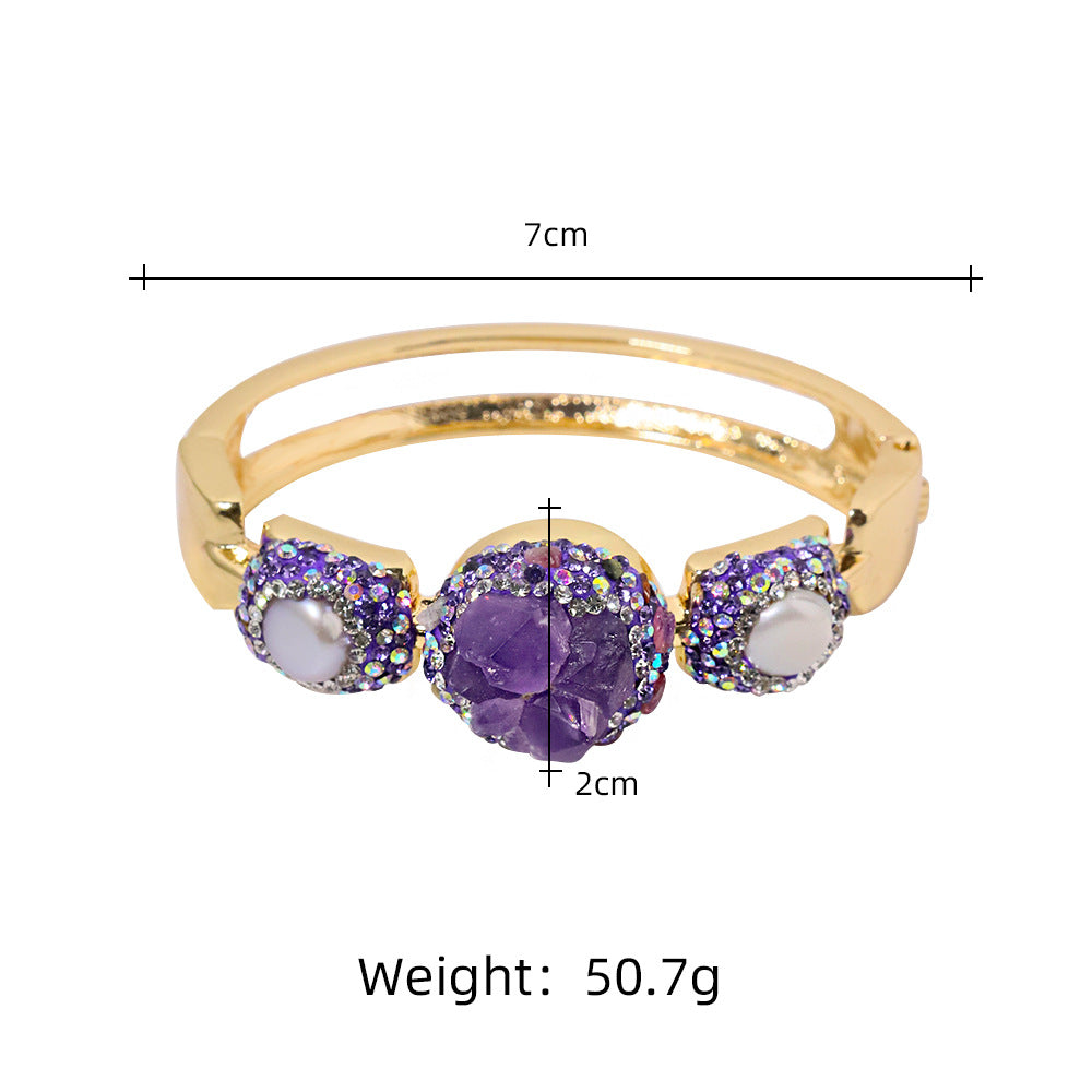 Amethyst Natural Baroque Round Bracelet Jewelry