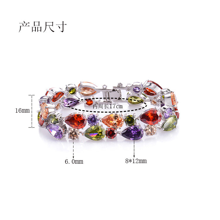 Colorful Zircon Luxury Bracelet, Fashionable Design
