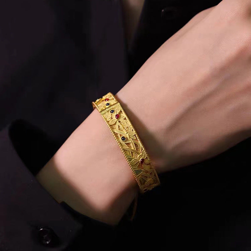 Orchid Design Copper Gold Plated Vintage Style Bracelet