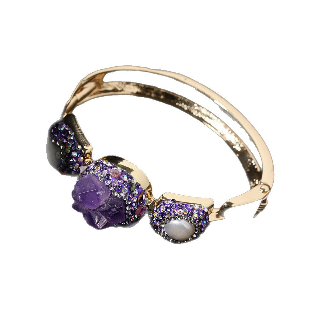 Amethyst Natural Baroque Round Bracelet Jewelry