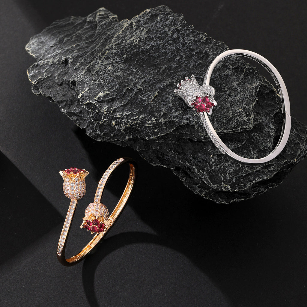 High-End Light Luxury Zircon Rose Flower Fashion Bracelet