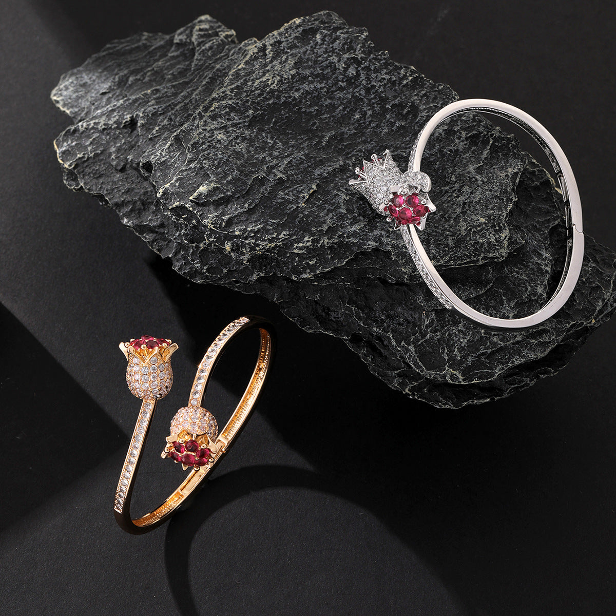High-End Light Luxury Zircon Rose Flower Fashion Bracelet