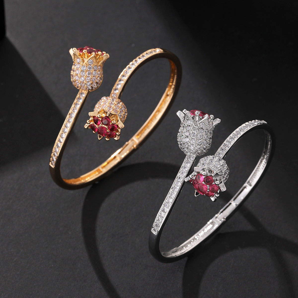 High-End Light Luxury Zircon Rose Flower Fashion Bracelet