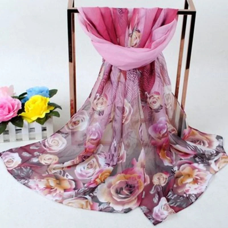 Chiffon Scarf Butterflies Branch Pattern Versatile Elegant