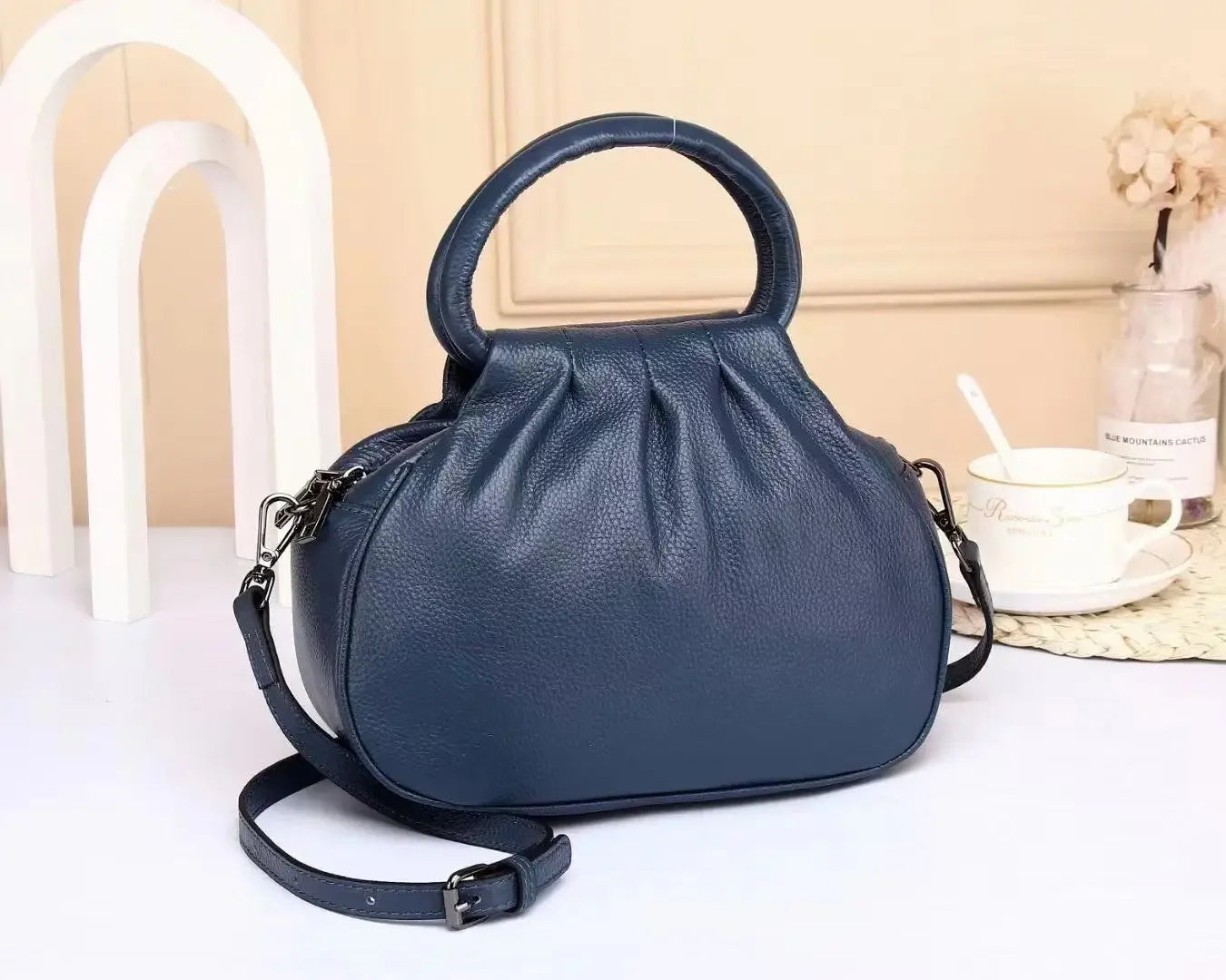Luxury Design Cowhide Leather Shoulder Bag Women's Handbag