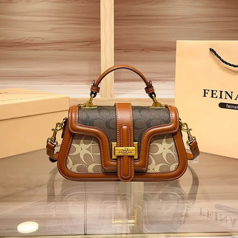 Light luxury niche design contrasting color saddle bag high-end handbag crossbody bag
