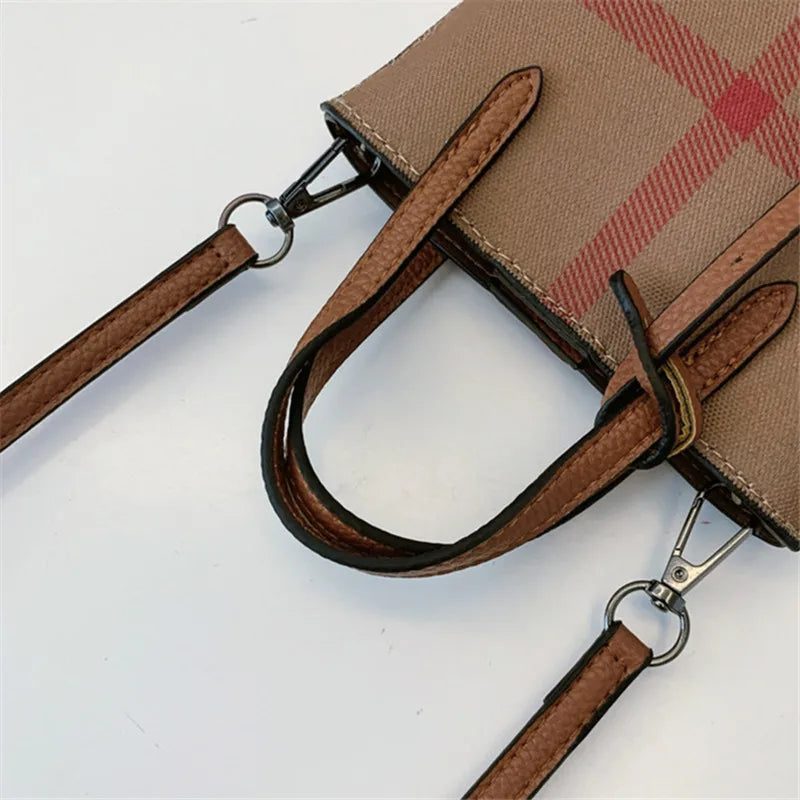 Retro Crossbody Bags Stylish Plaid Phone Purse Keys Bag Detachable Shoulder Strap
