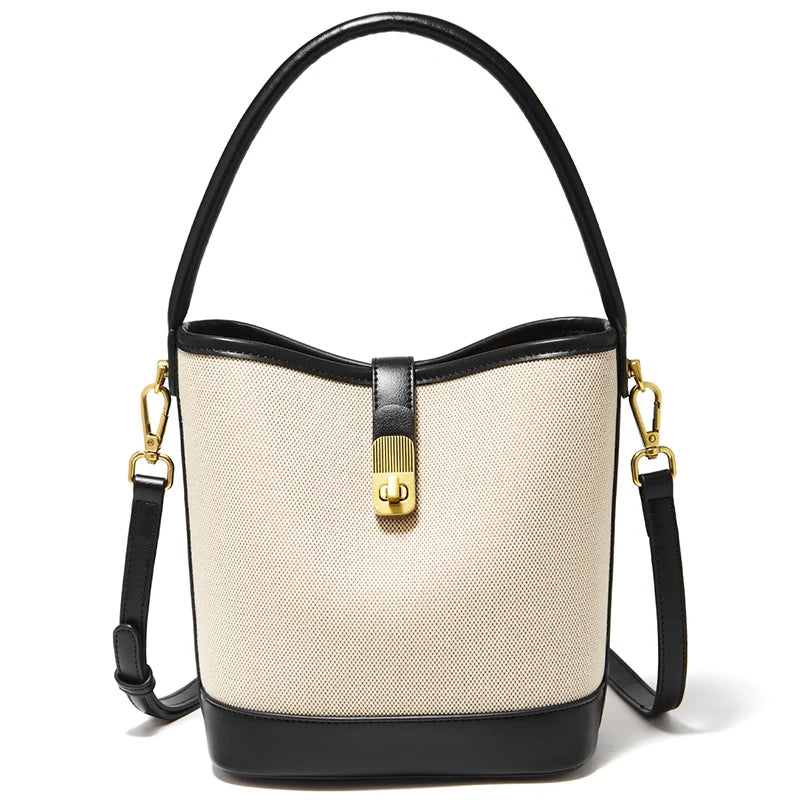 Women's Handbag PVC Leather Lady Bucket Bag Fashion Shoulder Bag Light Luxury