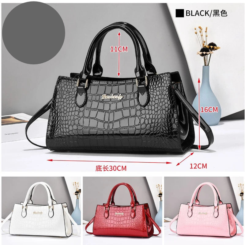 High Quality Crocodile Patterned Elegant Handbag Large Capacity Commute Bag