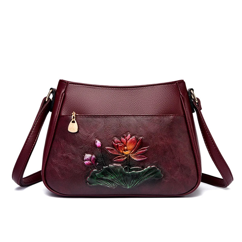 Fashion Luxury Women Tote Bags Designer Flower PU Leather Shoulder Crossbody Bag