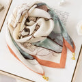 Magnetic Buckle Square Scarf Fashion Prints 65x65cm Neck Wraps