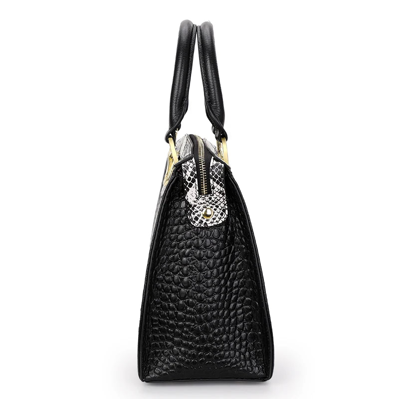 Genuine leather crocodile pattern women's handbag large capacity
