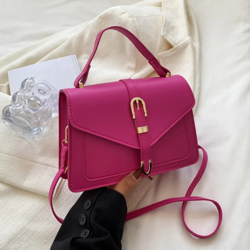 Fashionable Minimalist Crossbody Bag with Top Handle and Flap for Women