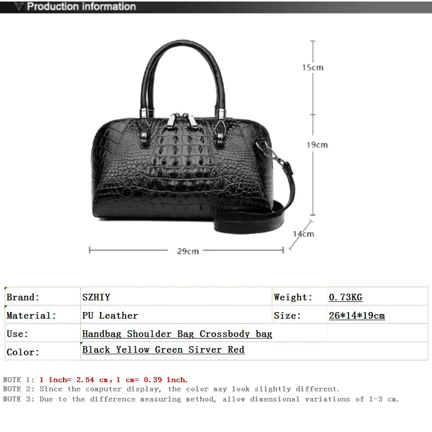 Luxury Designer Handbag Shoulder Bag Crocodile Patterned Handbag High-quality