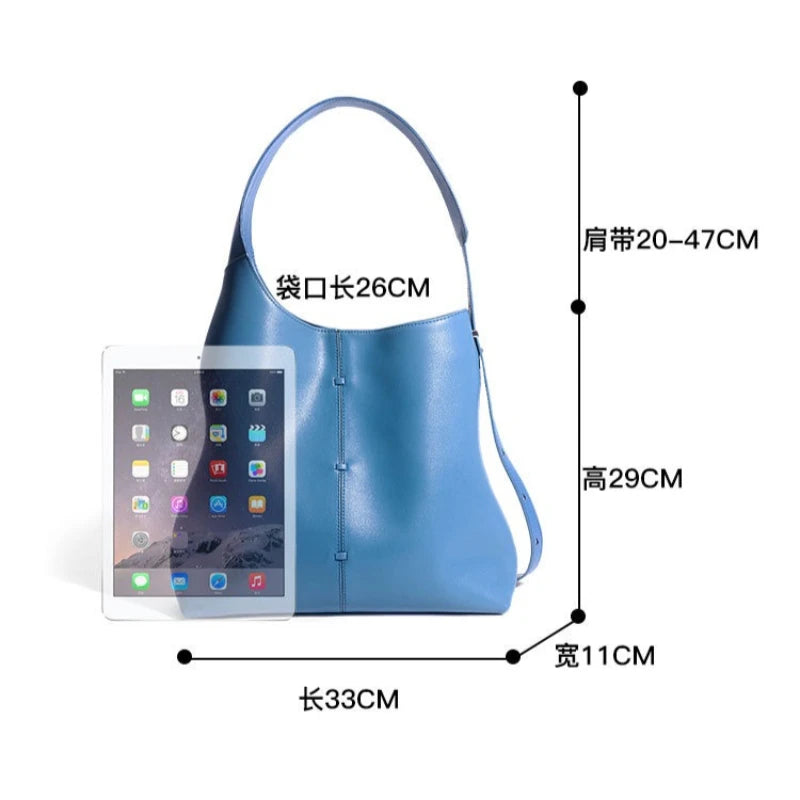 Genuine Leather Shoulder Bag Large Capacity Elegant Stylish