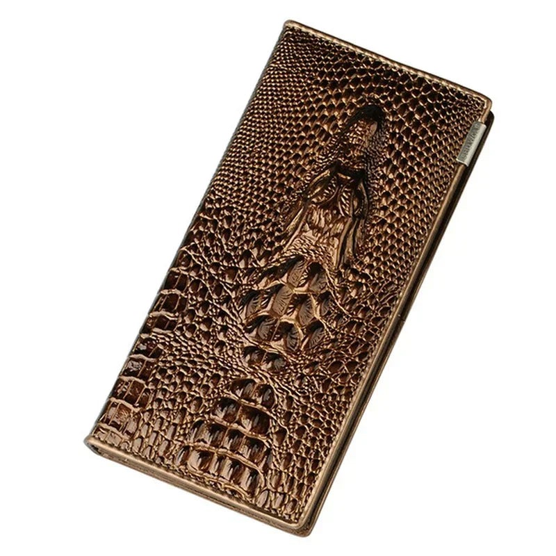 Long Zipper Pattern Leather Wallet Large Capacity Design