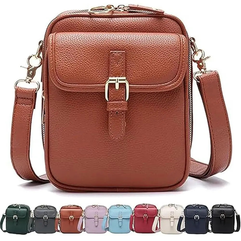 Vintage Messenger Bag Large Capacity Crossbody Leather Bag Adjustable Strap