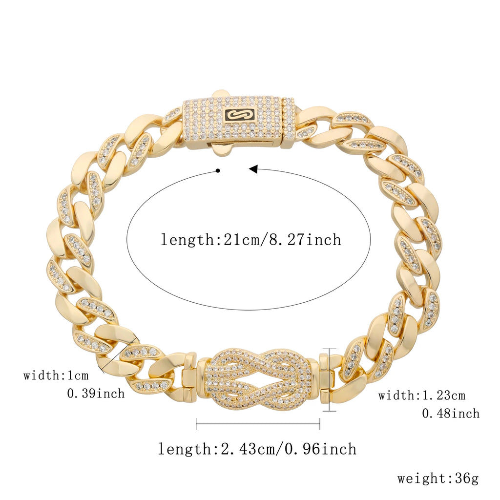Unisex Copper Chain Bracelet Cubic Zirconia Minimalist Design 17cm 20cm Jewelry