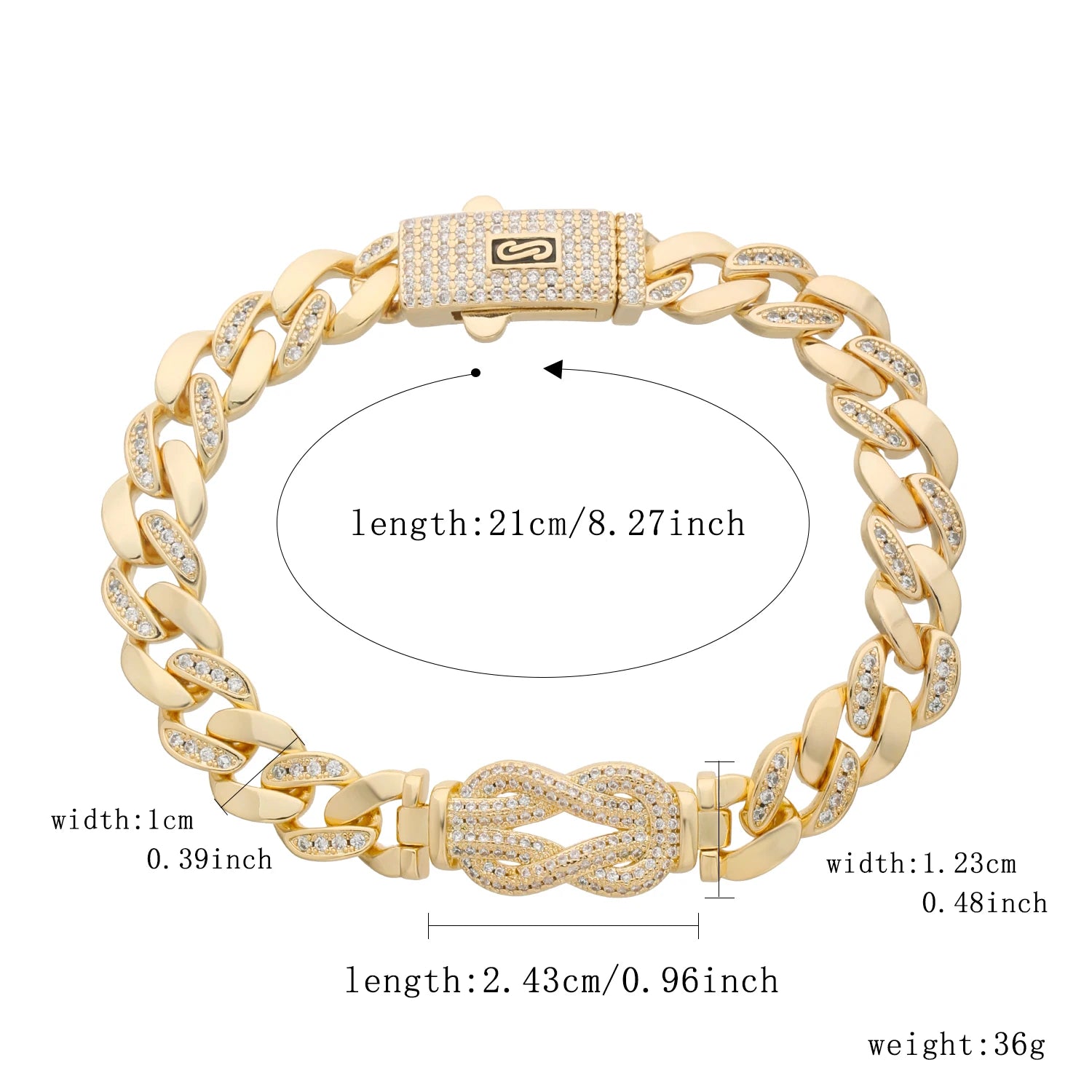 Unisex Copper Chain Bracelet Cubic Zirconia Minimalist Design 17cm 20cm Jewelry