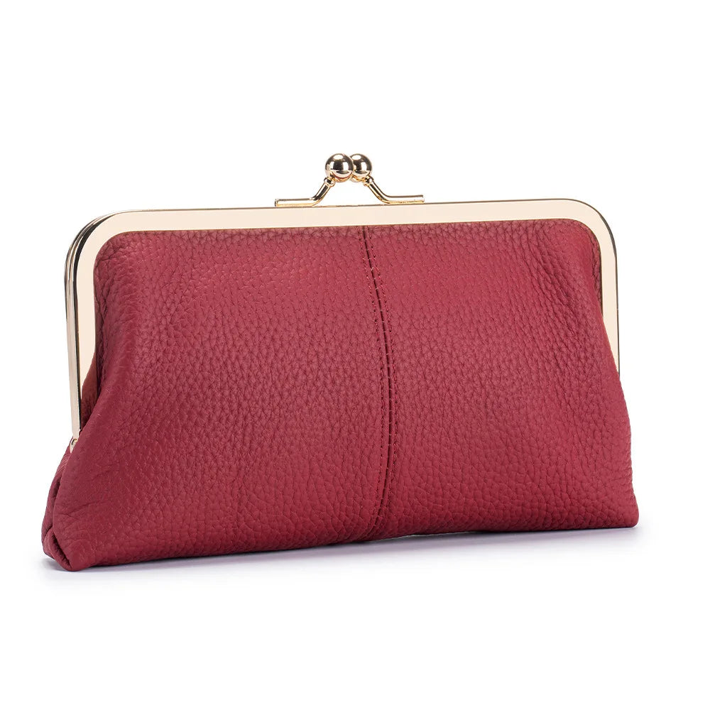 Genuine Cow Leather Long Clutch Wallet Clip Fashion Retro