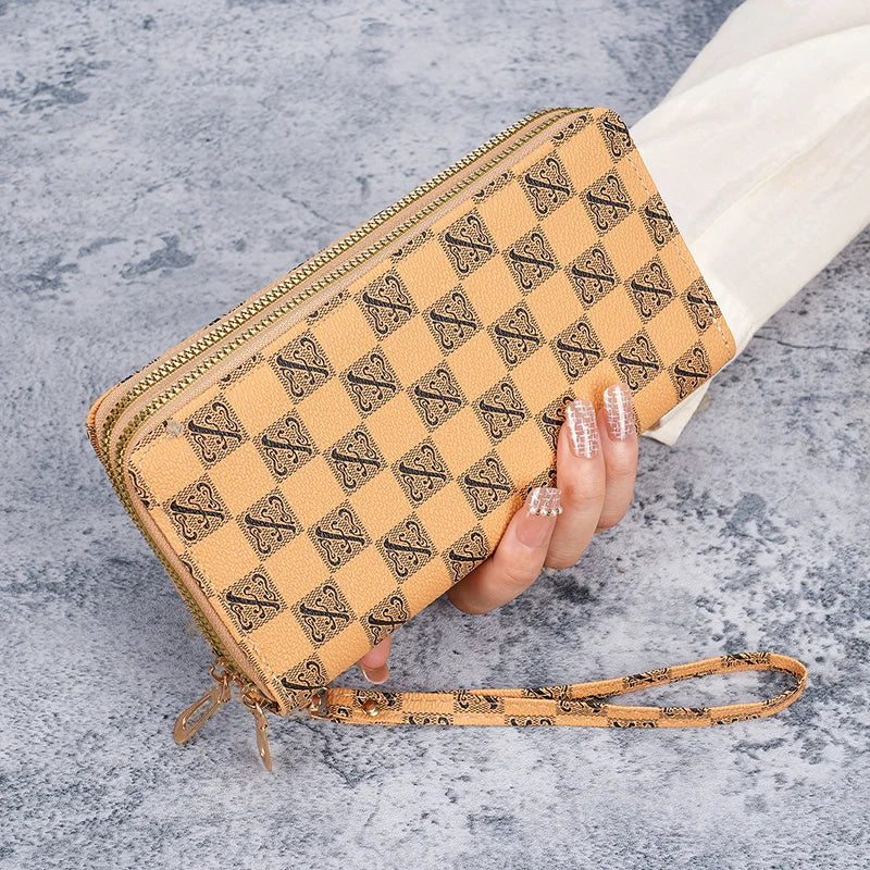 Long large-capacity coin purse double zipper wallet