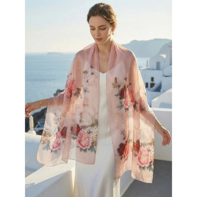 Lightweight Large 100% Mulberry Silk Chiffon Scarf