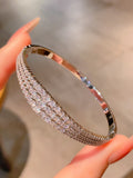 Elegant designer open bangle 18k gold plated brass cubic zircon bracelet