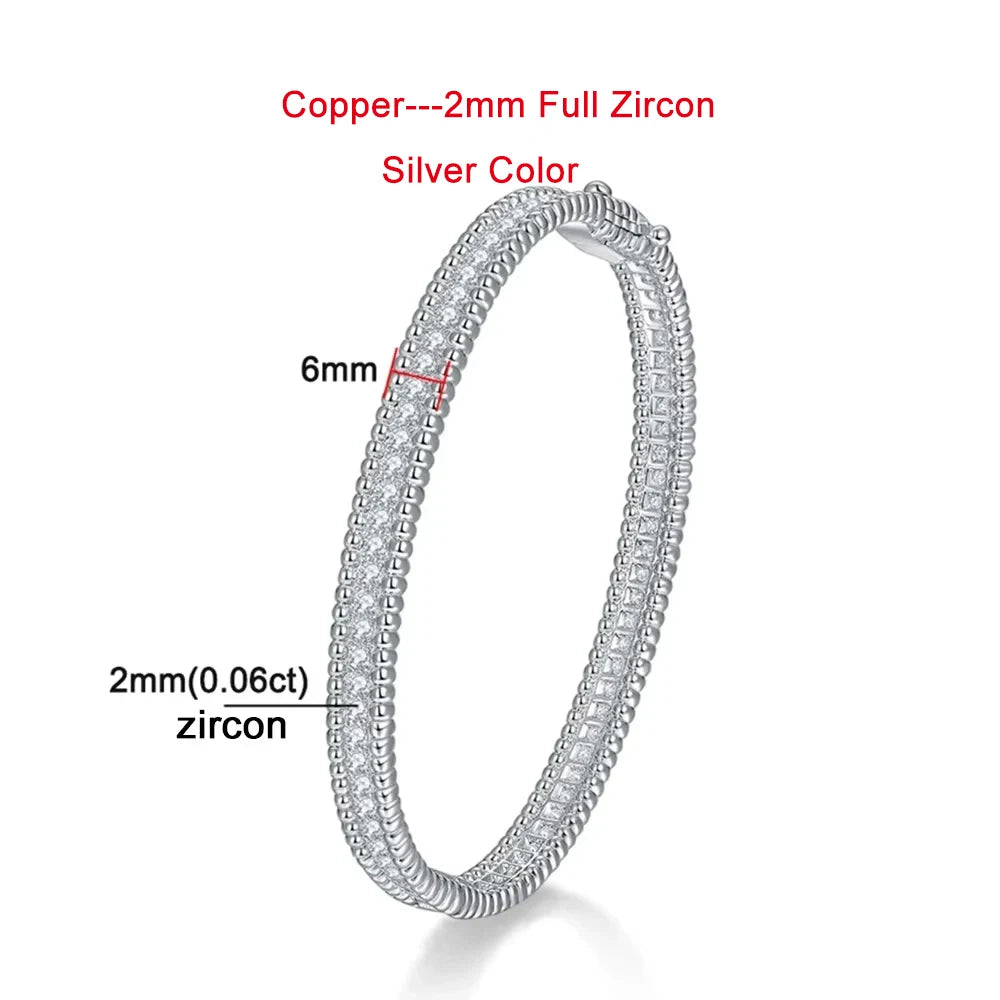 2mm Moissanite Bangle S925 Sterling Silver Plated 18K Gold