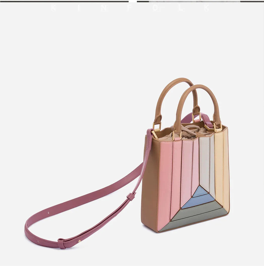 Design paneled handbag small luxury PU leather messenger bag