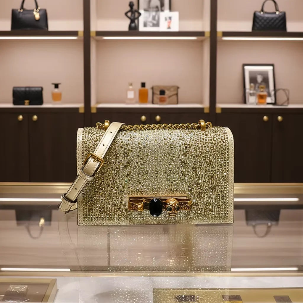 Rhinestone Clutch Small Square Exquisite Crossbody Bag