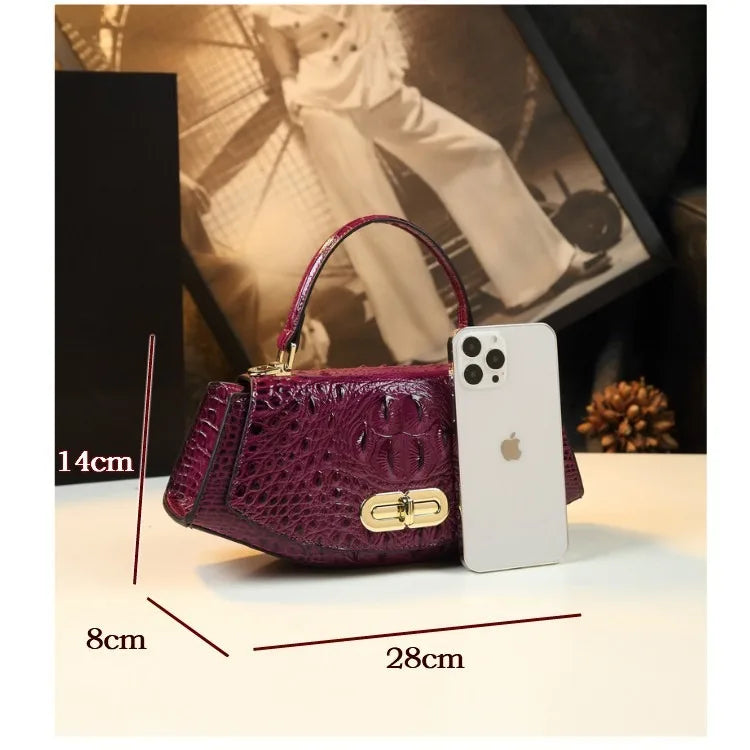 Women's high-end leather handbag fashionably trendy purse