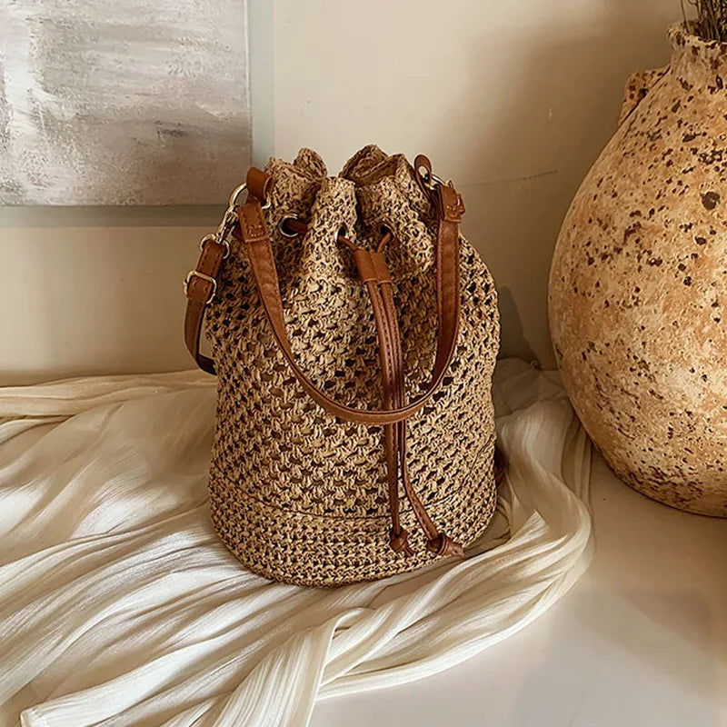 Woven Fashion Bucket Bag Summer Niche Crossbody Bag