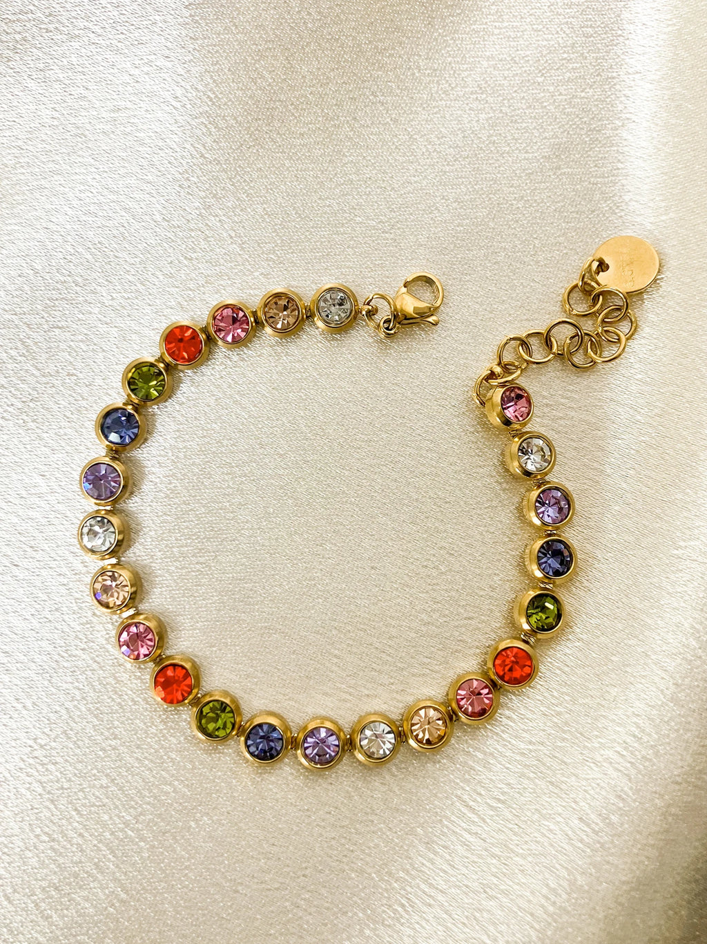 Exquisite Colorful Cubic Zirconia Luxury Bracelet Stainless Steel  Jewelry