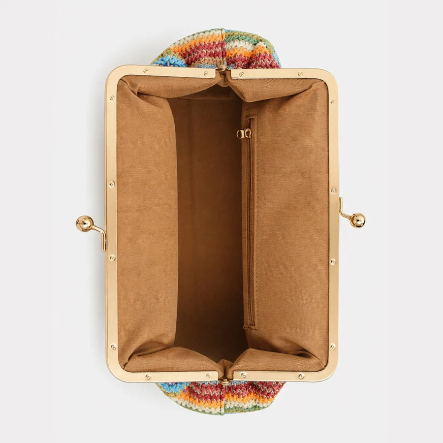 Fashion Large Striped Clip Shell Shoulder Bag Design