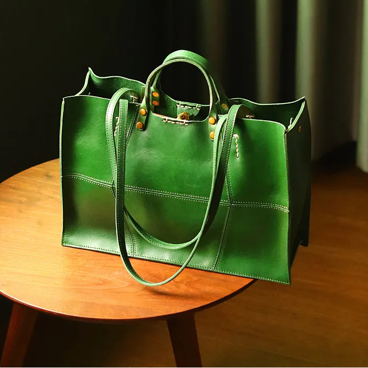Genuine Leather Handbags Cowhide Large Capacity Tote Niche Retro Commuter Bags